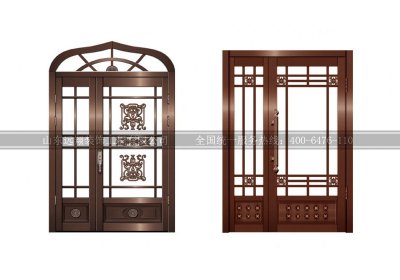玻璃铜门-YH1203-4